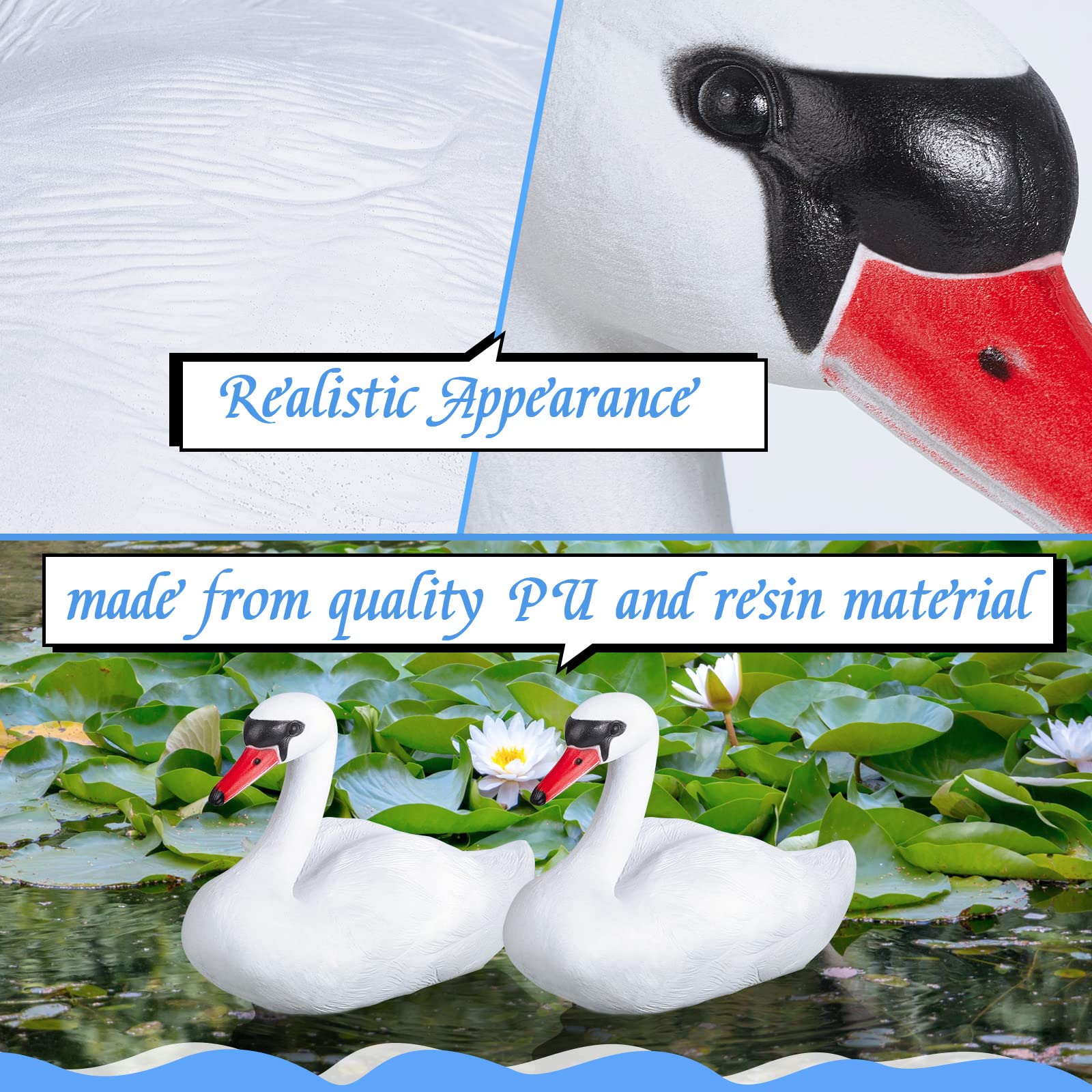 Deekin Swan Decoy Pool Float, 2 Pcs, Goose Decoy for Pond Garden, White