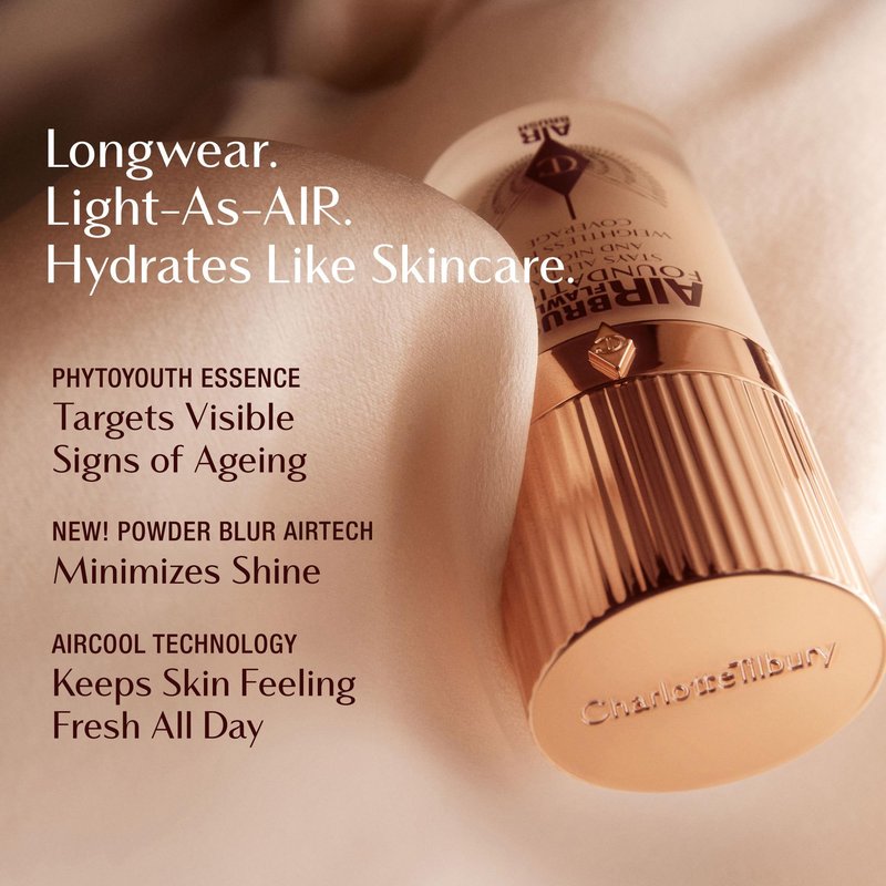Charlotte Tilbury Airbrush Flawless Matte Foundation - Full Coverage Liquid Makeup with a Natural-Matte Finish - Smoothes & Blurs Pores - Waterproof & Transfer Resistant - 5 Warm