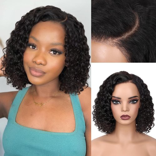 Lady Miranda Curly Human Hair Wigs 13x4 Lace Front Wigs Short Curly Wig for Black Women Wear and Go Human Hair Pre Plucked Pre Cut Short Bob Wig for Black Women