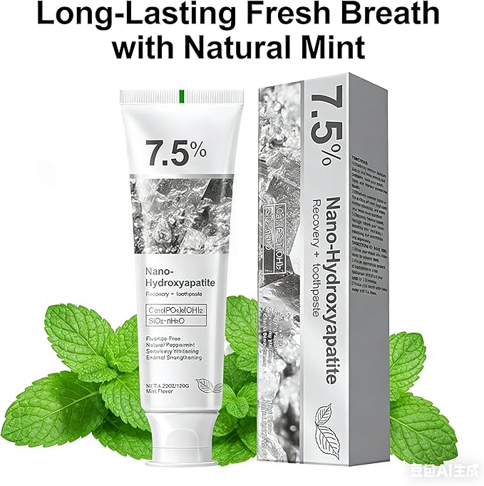 Hydroxyapatite Toothpaste, 7.5% Nano Hydroxyapatite Toothpast, Deep Cleaning for Advanced Enamel Protection, Fluoride-Free Gentle and Effective Formula with Fresh Mint (3 Sets)