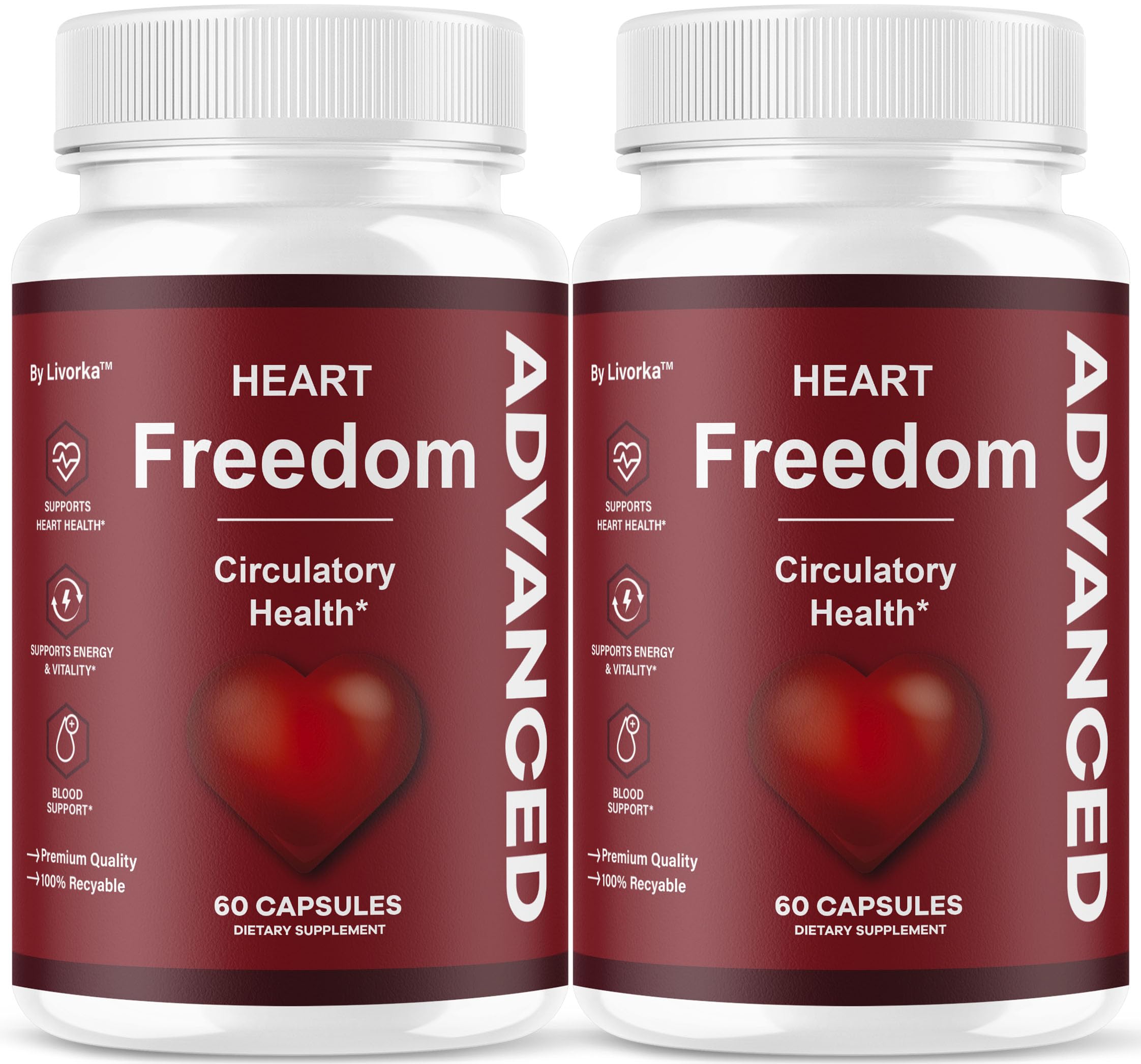 (2 Pack) Heart Freedom - Heart Freedom Capsules, Official HeartFreedom Pills All Natural Ingredients - Maximum Strength, Premium Advanced Formula Support Health & Wellness, 120 Capsules for 2 Months