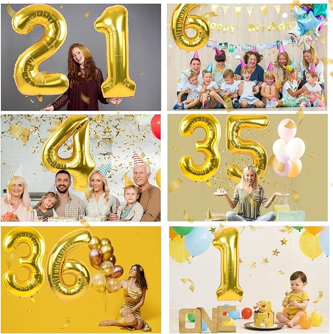 40 inch Gold Number Balloon Giant Foil Helium Balloons Gold Number 1 Balloon for 1st Birthday Party Anniversary Decorations Supplies