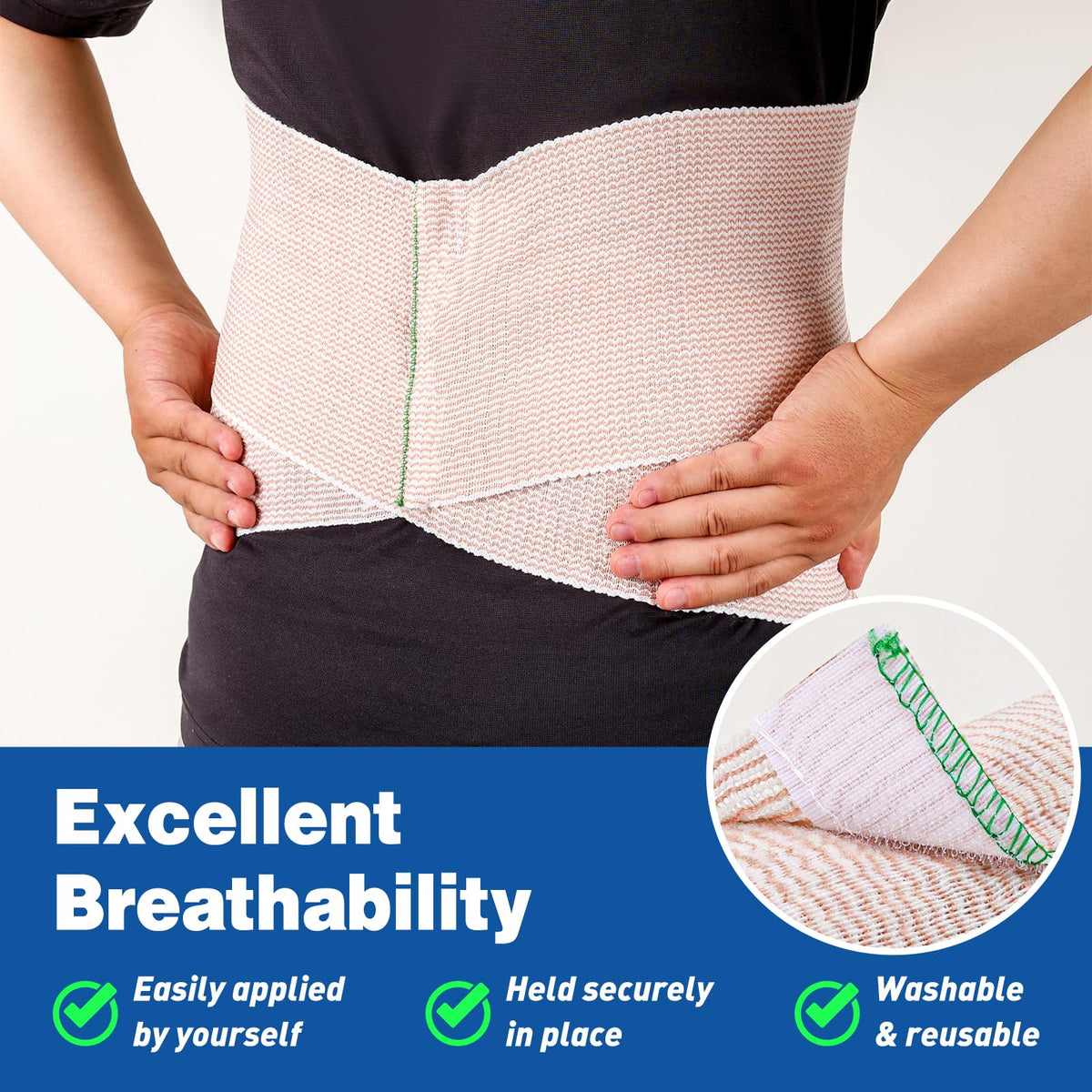 AZEN Premium 40 Pack Elastic Bandage Wrap 6 Inch, Compression Wrap Bandage for Legs, Ankle, Knee, Tummy, Body, Latex-Free, Lymphedema Wraps for Legs