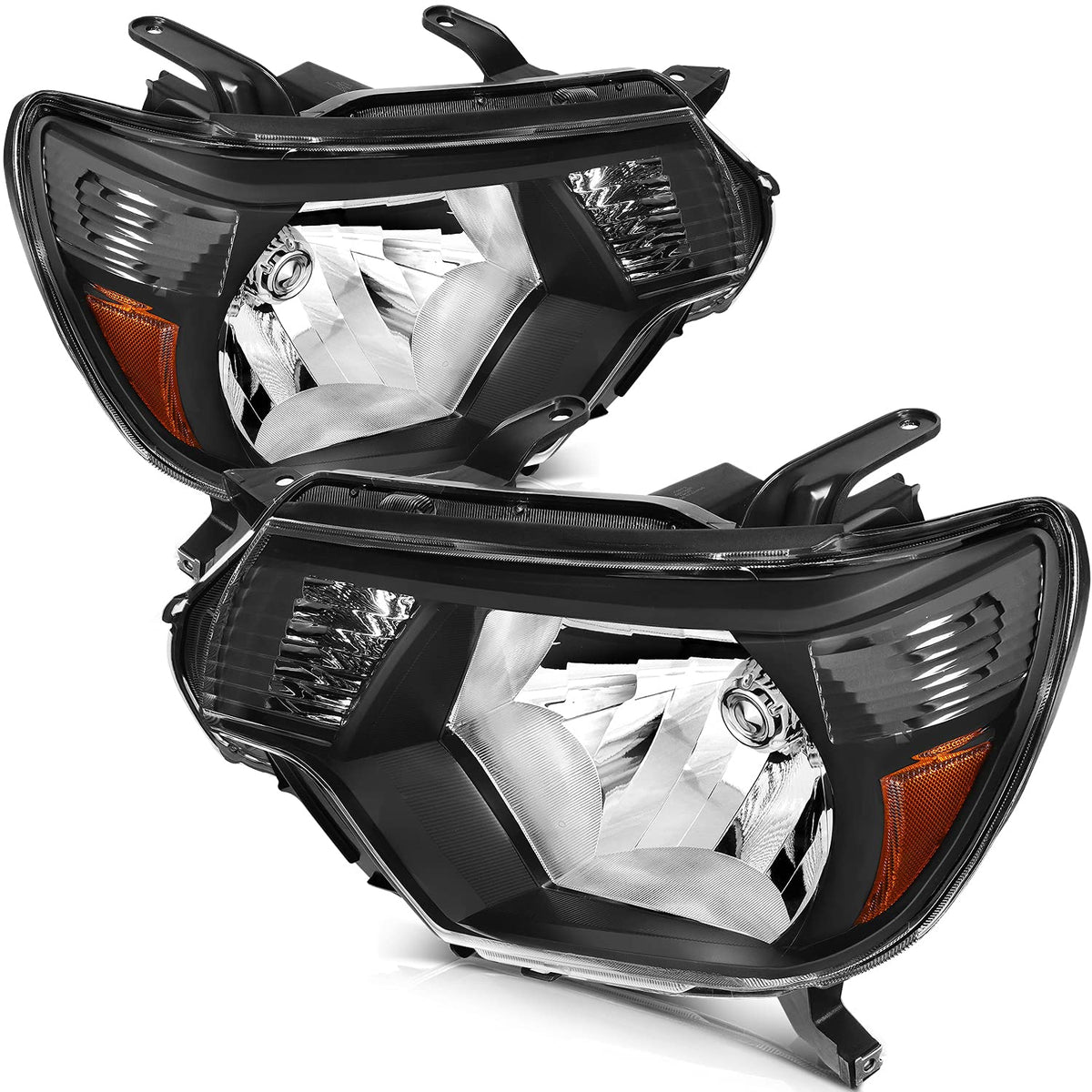 OCPTY Compatible For Toyota Tacoma 2012-2015 Headlight Headlamps Black Housing Amber Reflector