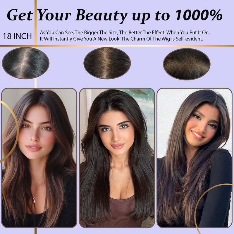 RMYHIG Hair Topper, 360° 3D Hair Toppers for Women with Thinning, 18 Inch Long Pieces for Women Clip in Wispy or Side Bangs(Medium Chestnut Brown, 3D Side Bangs)