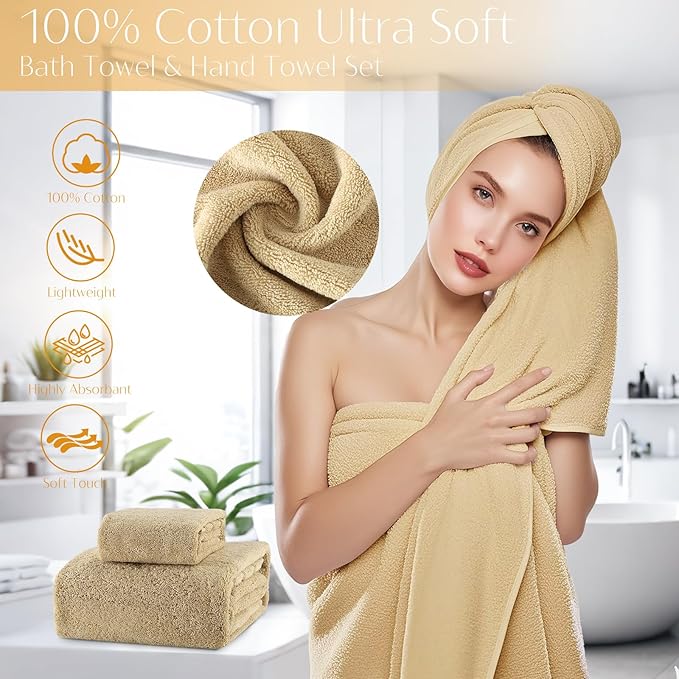 32PCS Bathroom Accessories Set Bathroom Set,Beige Shower Curtain Set,Bath Towel Set,Hand Towel,Toilet Brush,Trash Can & 3PCS Soap Dispenser