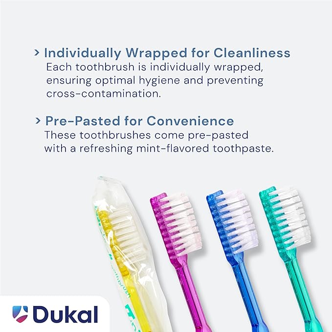 Dukal Fast Brush Pre-Pasted Disposable Toothbrushes (Box of 100)