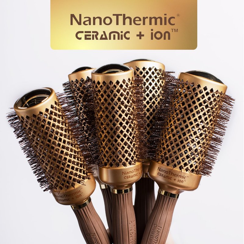 Olivia Garden NanoThermic Ceramic + Ion Round Thermal Hair Brush - Not Electrical - Professional Blowout Brush for Normal to Thick Hair, NT-54 2 1/8"