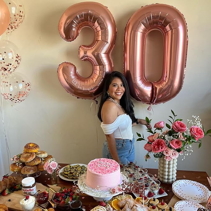 Rose Gold Number 6 Balloon 40 Inch, 6 Balloon Number, 6th Birthday Decorations, Rose Gold Party Supplies for Boys Girls
