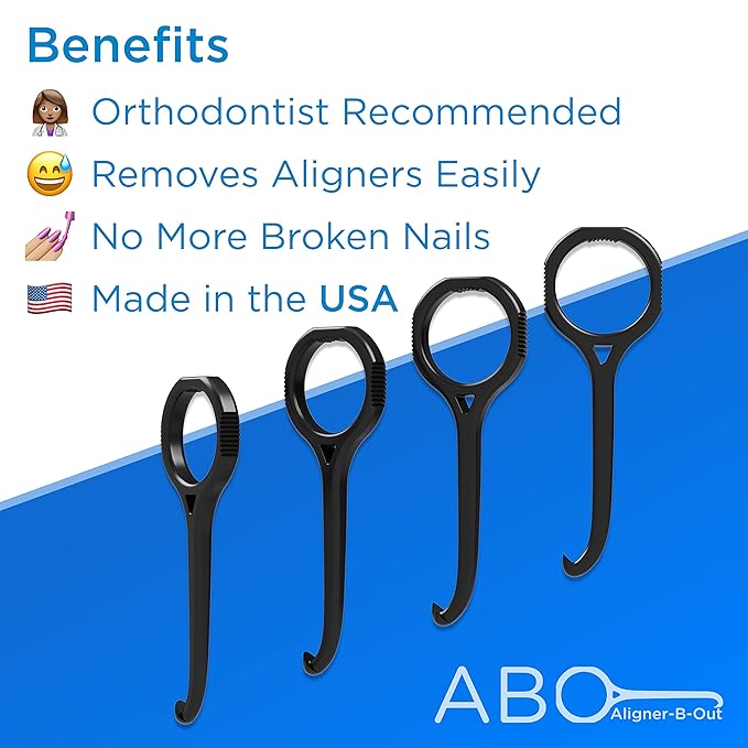 Aligner-B-Out v2 | Beautiful Black 4 Pack | Invisalign Remover Tool & Aligner Remover Tool For All Aligners & Removable Retainers | Orthodontist Recommended Invisalign Accessories