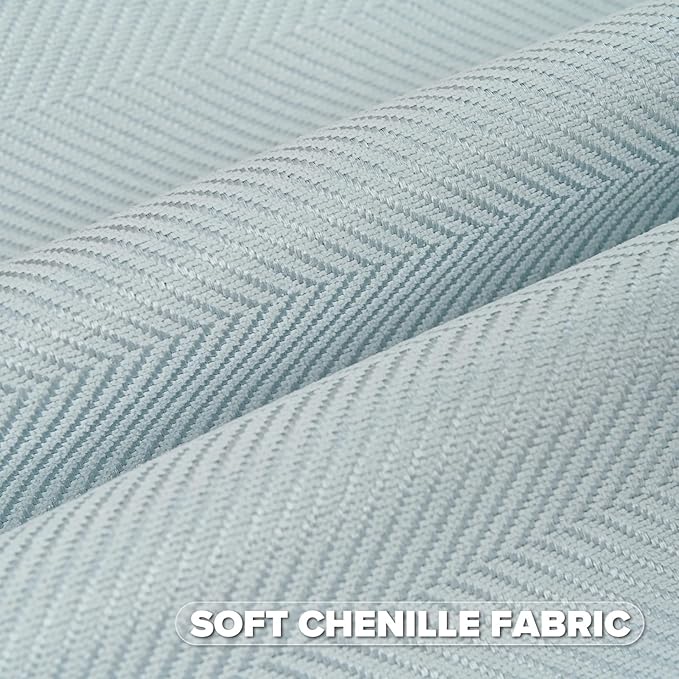 FUTEI Light Blue Chenille Throw Pillow Covers 16x16 Inch Set of 2,Soft Wide Chevron Textured Cushion Case,Farmhouse Home Decor for Couch Bed Living Room