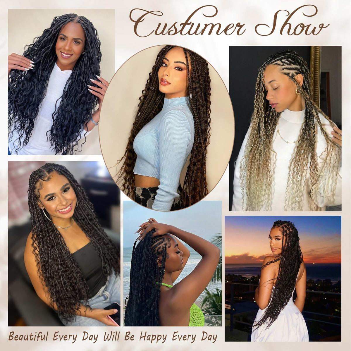 Vustbeauty 9 Packs Boho Box Braids Crochet Hair 24 Inch Goddess Box Braids Crochet Hair With Curly Ends Synthetic Bohemian Braids Hair Extension For Women (24inch, OT30)