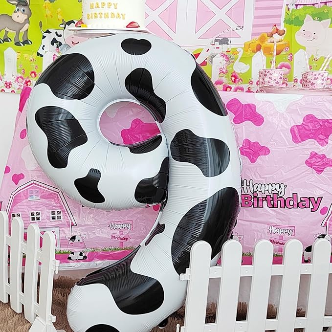 Cow Print Balloon Birthday Decorations Supplies,40 inch Number 7 Balloon | Cowgirl Theme Number Balloons for 7st Birthday Party | Farm Barn Decor for kids
