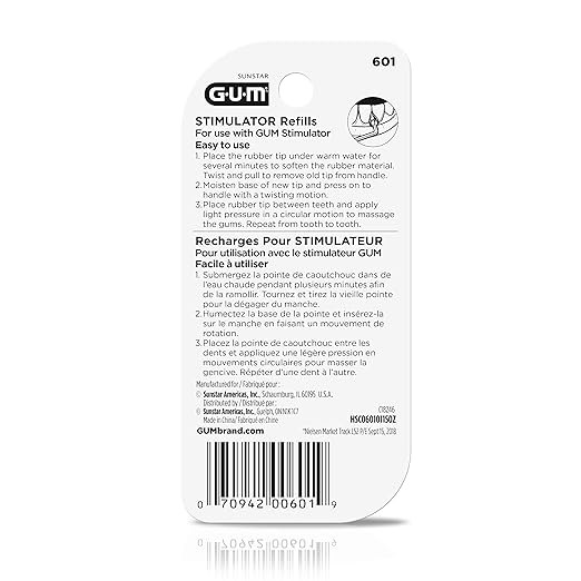 GUM Stimulator Refills - 3 Rubber Tips Included - Compatible with The Stimulator Permanent Handle - Massager, Plaque Removal Health, 3 Count (Pack of 1)