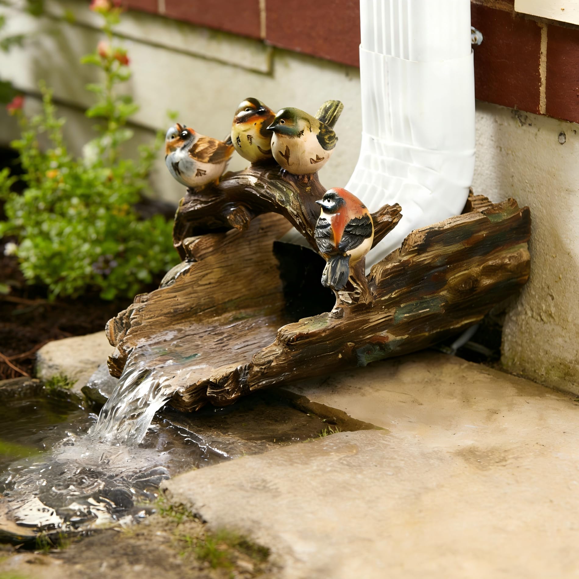 Bird Gutter Downspout Statue Splash Block Outdoor Garden Decoration, 11.4” x 6.9” Gutter Extender Diverter Rain Guardian Statues for Patio, Yard Accessory, Resin Decorative Concrete Pond Koi Decor