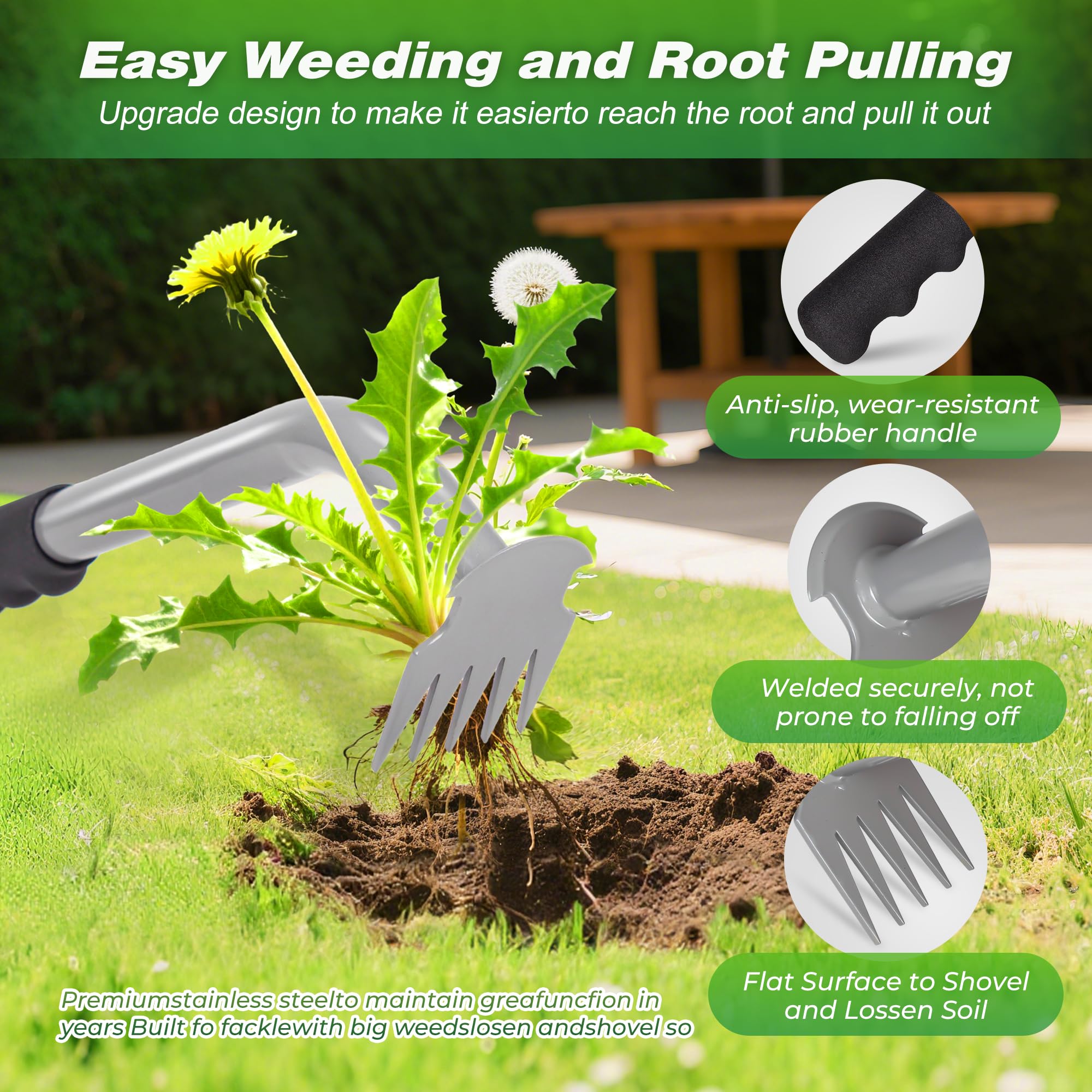 Walensee Weed Puller Tool - Durable Weeding Tool for Dandelions & Crabgrass
