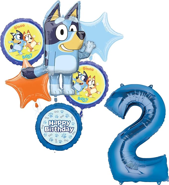 Anagram Bluey 2nd Birthday Party Supplies Foil Balloon Bouquet Decorations