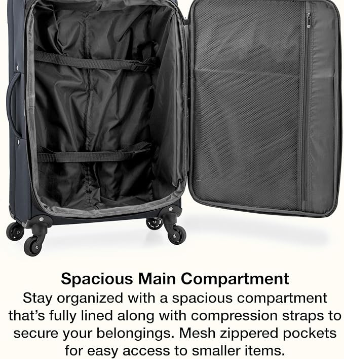 U.S. Traveler Anzio Softside Expandable Luggage with Spinner Wheels, Dark Grey, 30-Inch Large
