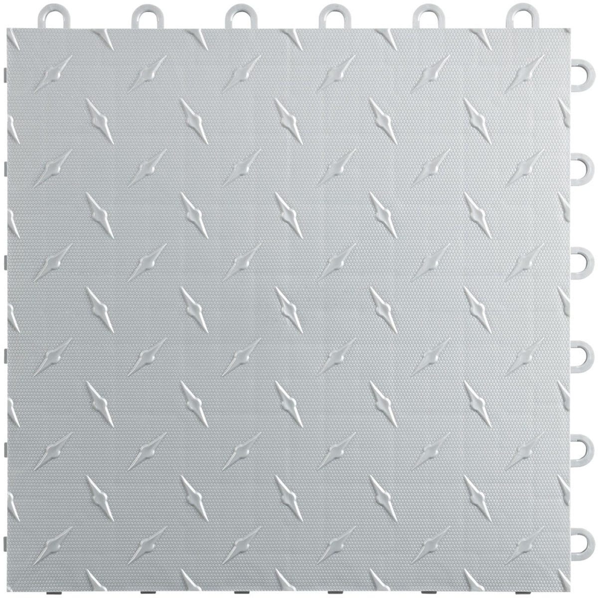 Speedway Diamond Interlocking Garage Floor Tiles 12 x 12-Inch, Silver, 50 Piece Set