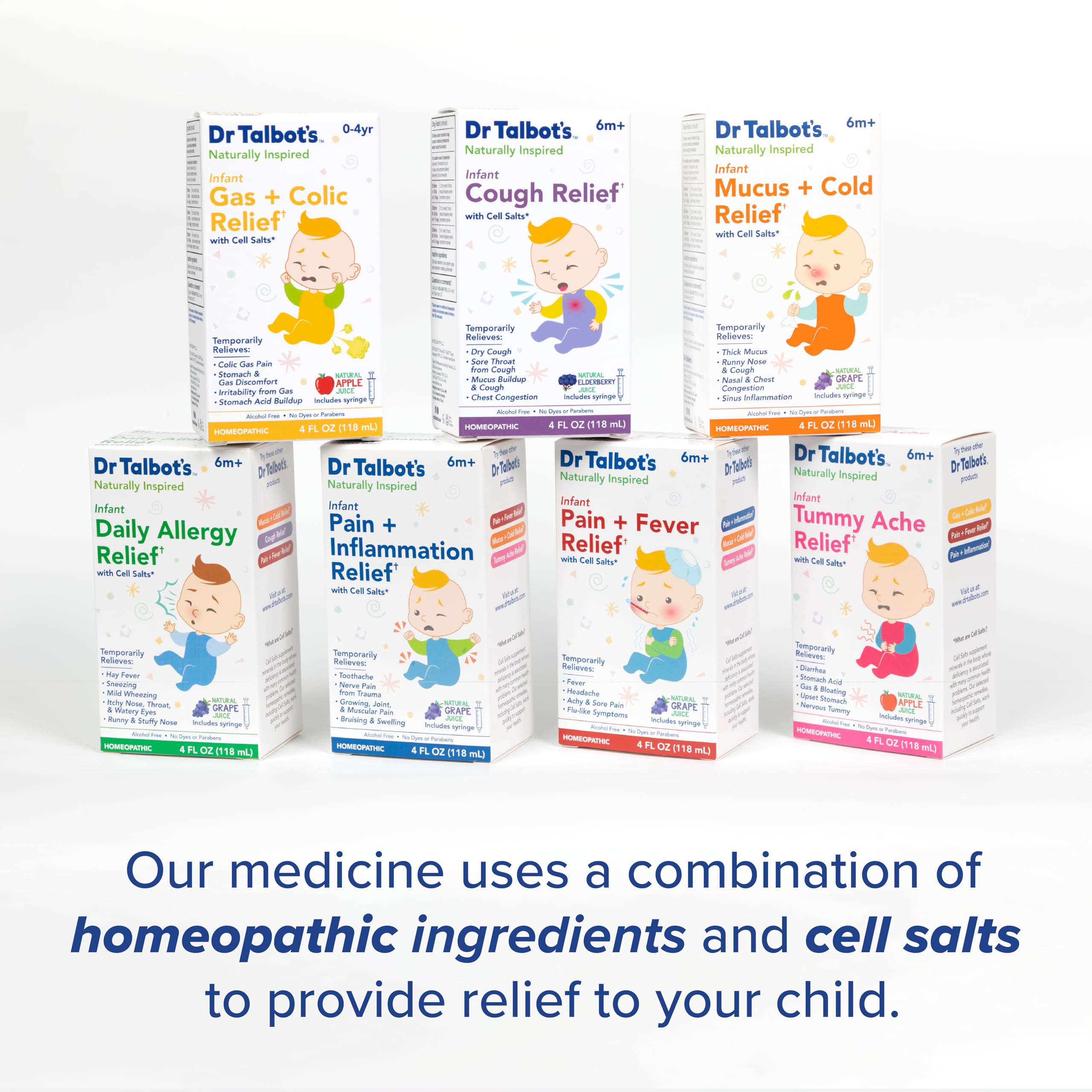 Dr. Talbot's Infant Mucus and Cold Relief with Cell Salts - 4 fl oz - Naturally Inspired Kids Cold Medicine - Grape Juice Flavor - Includes Syringe