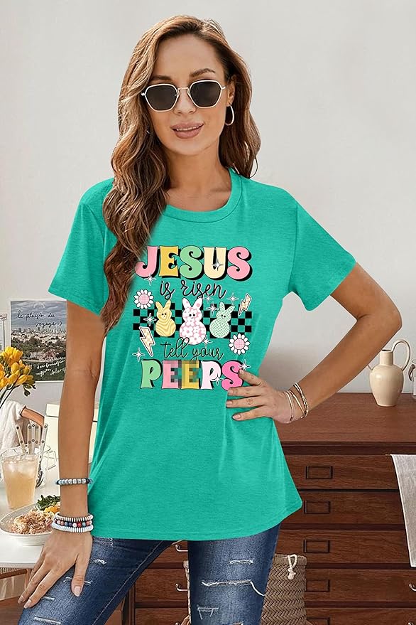 LAZYCHILD Women Easter Teacher Shirts: Funny Treat All with Kindness T-Shirt Bunny Rabbit Tee Tops