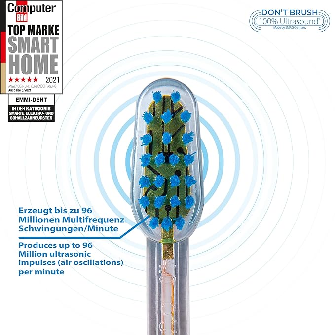 Emmi-dent Electric Toothbrush Set - Carbon Edition. 100% Ultrasound Technology removes Harmful Plaque Without Abrasive Brushing. Ideal for Sensitive Teeth & Gums. Includes Nano-Bubble Toothpaste.
