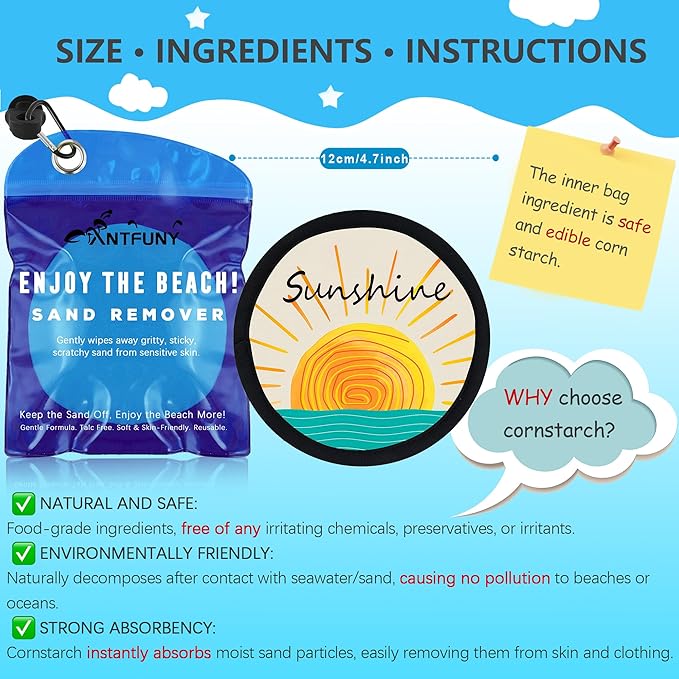 Antfuny 2 Pack Sand Remover Cleaner Eraser for Family Women Vacation Trip Hawaii Honeymoon Gift Costa Rica Must Haves Resort Rio de Janeiro Bahamas Punta Cana Essential Waikiki Spring Trip