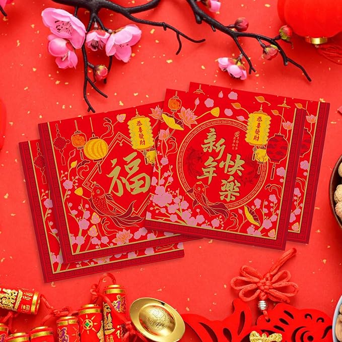 Gatherfun chinese new year Party Supplies Disposable Napkins chinese new year Paper Napkins for Birthday Party Decorations 3-Ply 50 Pack