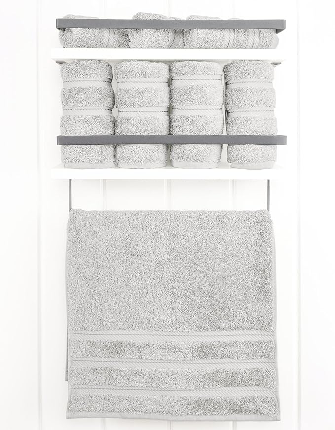 American Soft Linen Luxury Hand Towels for Bathroom, 600 GSM 100% Cotton Turkish 4 Piece Hand Towel Set, 600 GSM Hand Face Towels for Kitchen, Silver Grey Hand Towels