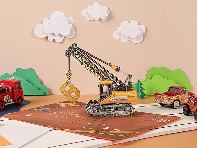 Liif Crane Happy 8th Birthday Card for 8 Years Old Kids, Boy, Son