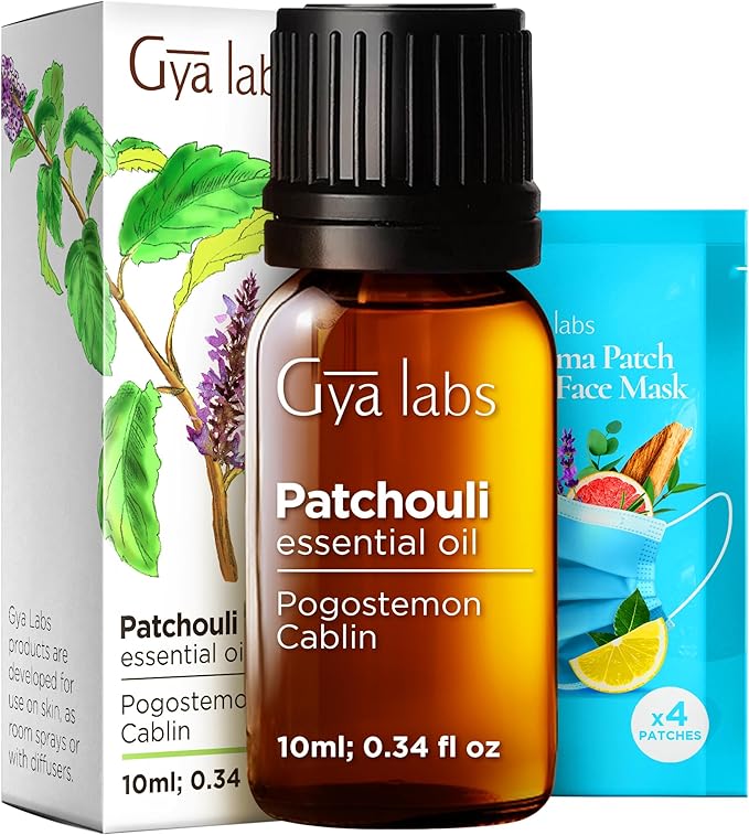 Gya Labs Patchouli Essential Oil - 0.34 Fl Oz - for Hair, Skin, Diffuser, Aromatherapy & DIY Candle Making Scent