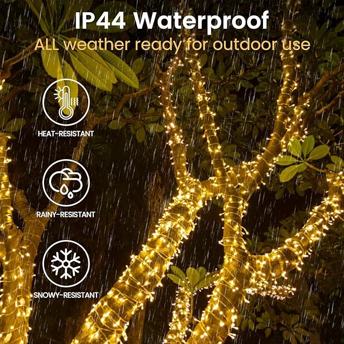 2 Pack String Lights Battery Operated with Timer, 33FT 100 LED Waterproof Battery Twinkle Lights, 8 Modes Fairy Light for Indoor & Outdoor Party Bedroom Porch Tree Christmas Decorations (Warm White)