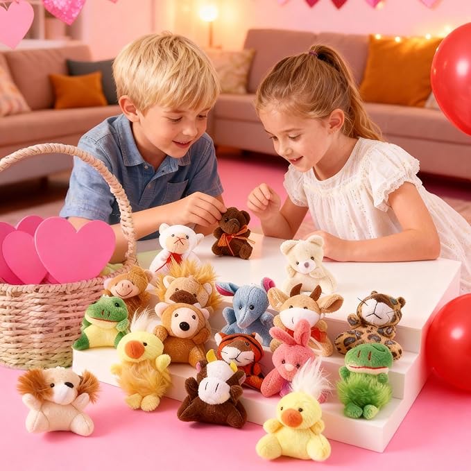 JOYIN 24 Pack Mini Animal Plush Toy Assortment (24 Units 3" Each), Animals Keychain Decoration for Kids, Small Stuffed Animal Bulk for Kids, Carnival Prizes, School Gifts, Party Favor Goodie Bags