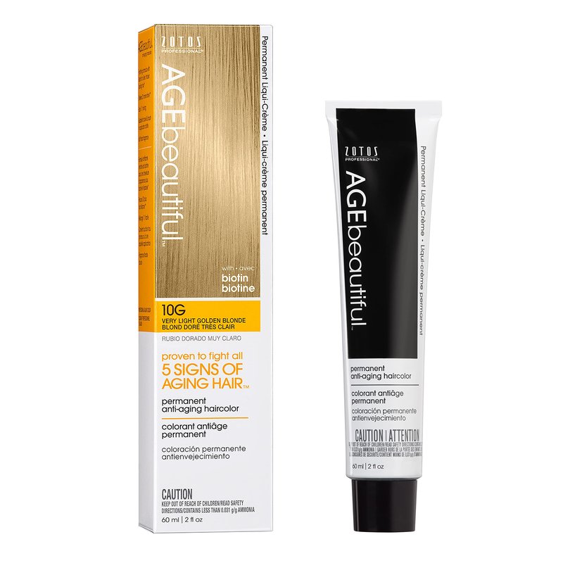 AGE beautiful Permanent Hair Color Dye Liqui Creme & Developer Starter Kit | 100% Gray Coverage | Anti-Aging | Biotin for Thicker, Fuller, Healthier Hair | 6N Light Brown