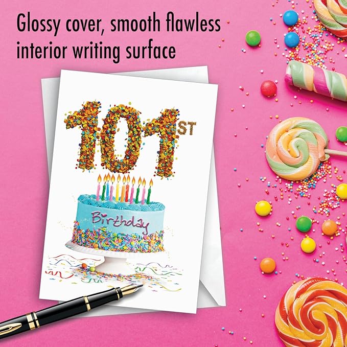 NobleWorks - Milestone Birthday Greeting Card with Envelope (4.63 x 6.75 Inch) - Big Day 101 C2764MBG