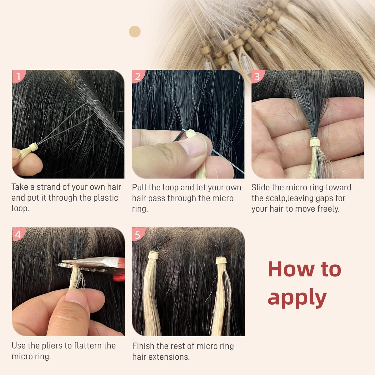 Microlink Hair Extensions Human Hair Brown Bead Hair Micro Beads Hair Extensions 16" Remy Hair Extension 50g #4 Micro Loop Hair Extension for Women
