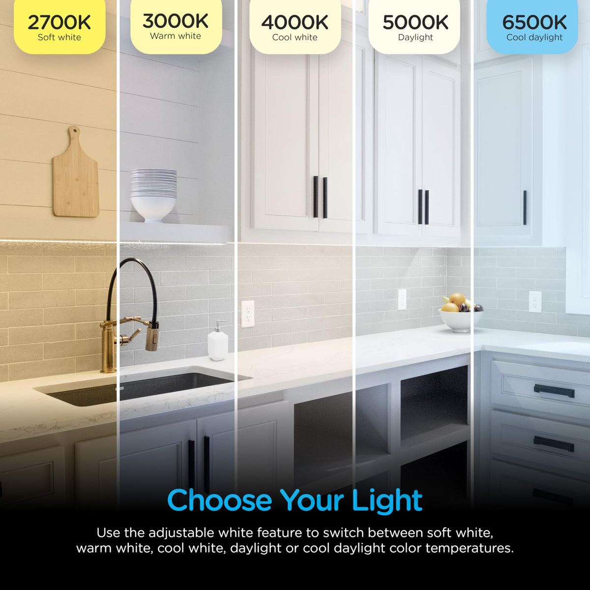 Enbrighten 24 Inch Plug in Under Cabinet Light with 5 Color Temperatures