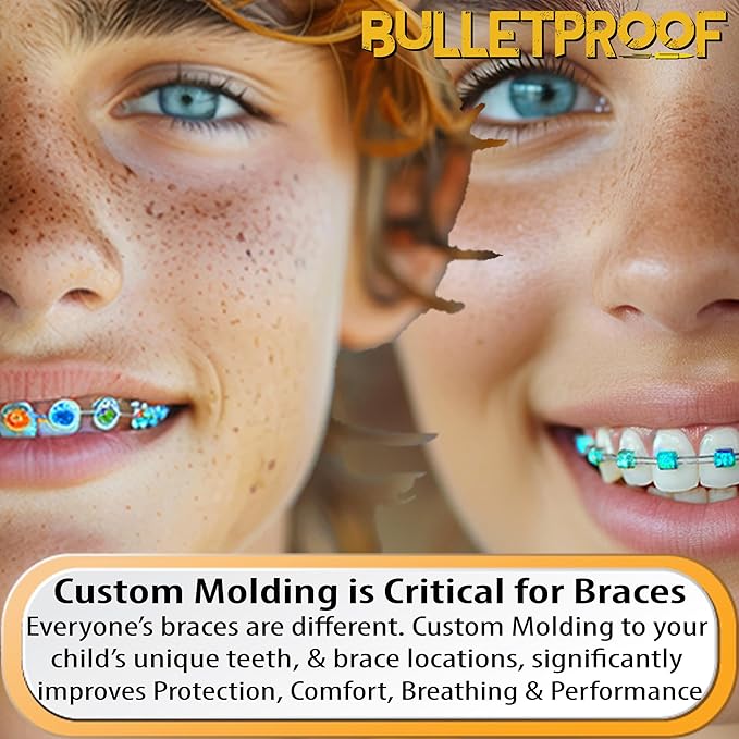 Braces Mouthguard, Bulletproof: World’s Thinnest & Strongest Sports Mouth Guard for Braces! Wrestling Football Basketball Hockey Rugby Lacrosse BJJ MMA Boxing Mouthpiece. Adult Youth Kids Mouth Piece