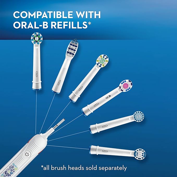 Oral-B Kids Electric Toothbrush with Coaching Pressure Sensor and Timer, Rechargeable Toothbrush with Brush Head, Sparkle & Shine