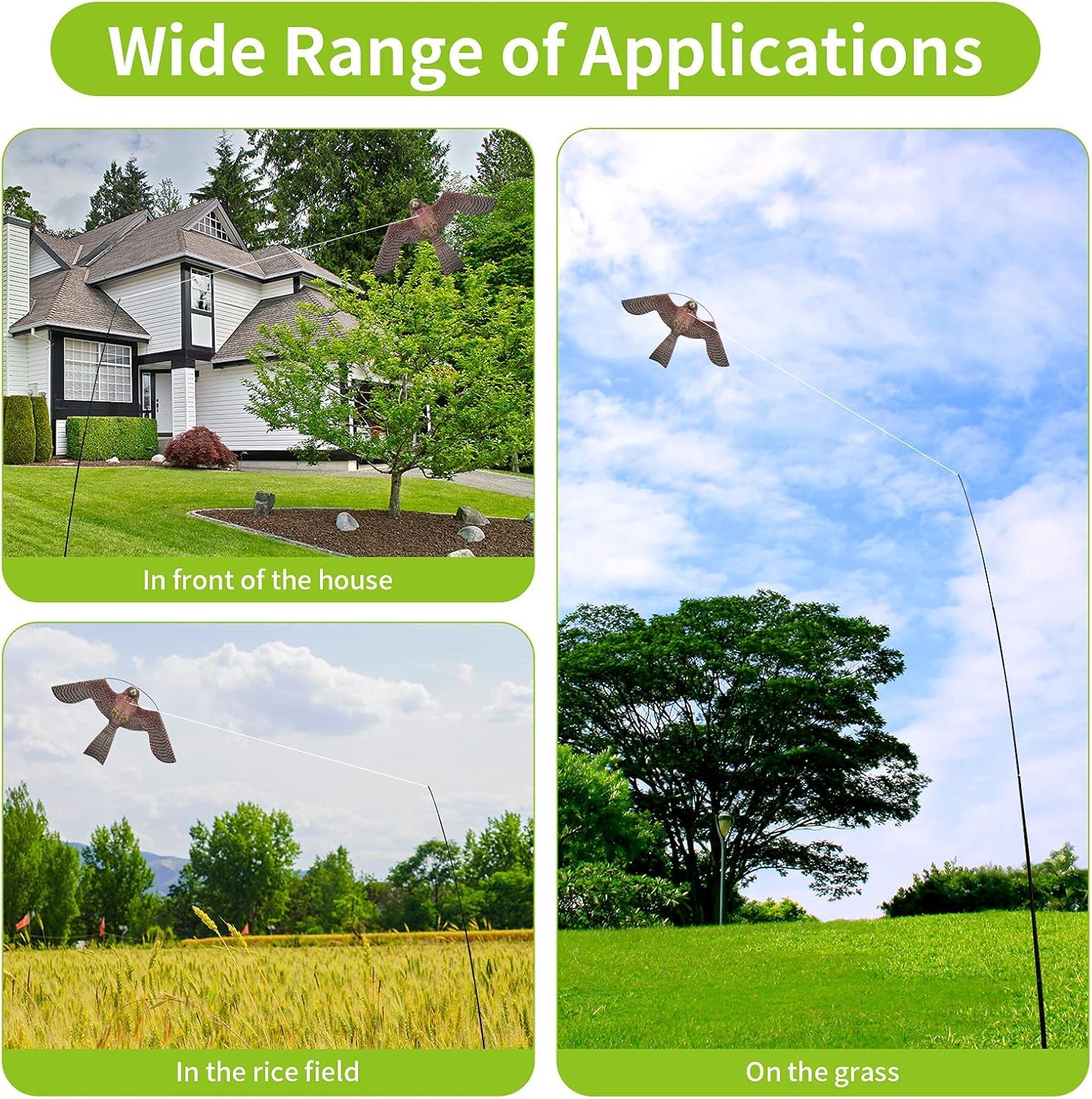 flyonte Bird Scare Flying Kite with 4m Pole Has The Effect of Scaring Birds