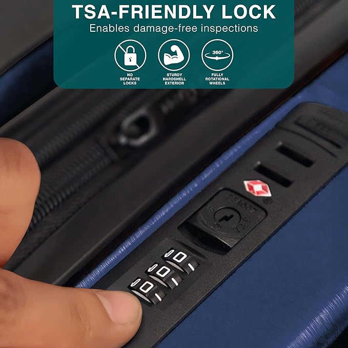 TRAVELARIM 28 Inch Luggage with Spinner Wheels, Hard Shell Suitcase with TSA Locks for Luggage, Travel Large Suitcase, Expandable Hard Shell Suitcases, Navy