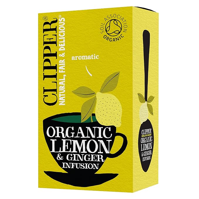 Clipper Tea Lemon & Ginger Teabags – Caffeine Free, USDA Organic, Great Hot or Iced – Aromatic, Natural, Fair & Delicious – 20 Tea Bags