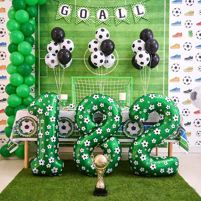 40 Inch Soccer Number 3 Balloons Large Foil Balloon Number 3 Birthday Deco World Cup Sports Soccer Theme Decoration For Soccer Party And Boy'S 3 th Birthday