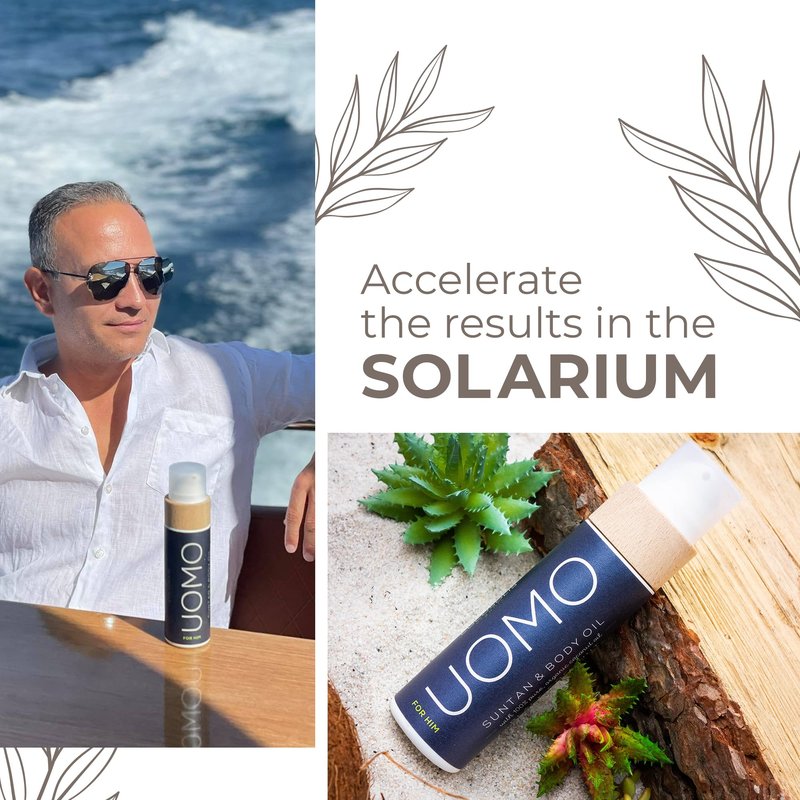 COCOSOLIS UOMO Tanning Accelerator for Men - Organic Tanning Oil with Vitamin E & Black Coconut Scent for a Fast Intensive Tan - Tanning Enhancer for a Rich Chocolate Tan (110)