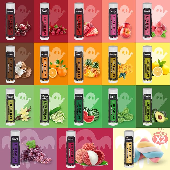 Yopela 76 Pack Halloween Natural Lip Balm Bulk with Vitamin E and Coconut Oil Lip Care Set - Moisturizing, Soothing, and Repairing Dry and Chapped Lips