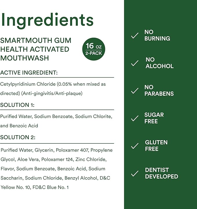 SmartMouth Gum Health Zinc Activated Breath Rinse 16oz, 2 Pack