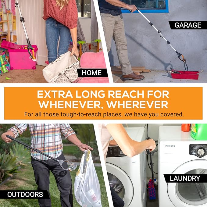 EZPIK® Reaching Aid Tool Grabber Reacher + Magnets - Grabbers for Seniors, Trash Picker Upper Grabber - Trash Grabber Tool- Reacher Grabber Pickup Tool with Rotating Head (26" Grip Aid)