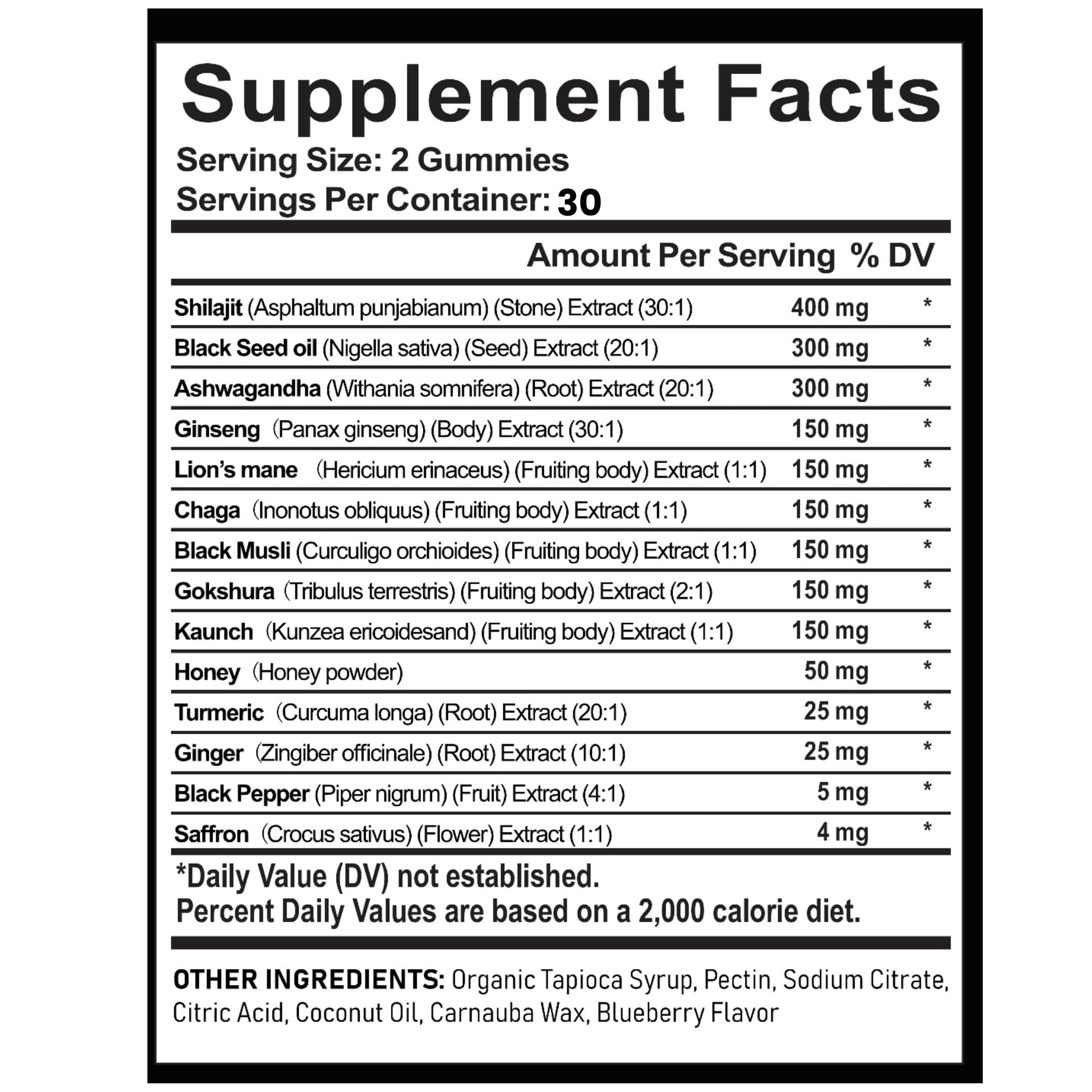 AyBet Organic Himalayan Shilajit Gold Gummies for Men and Women, Black Seed Oil, Ashwagandha, Ginseng, Turmeric, Gokshura, Lion's Mane, Lab Tested, No Sugar Added, Halal, 60Gummy