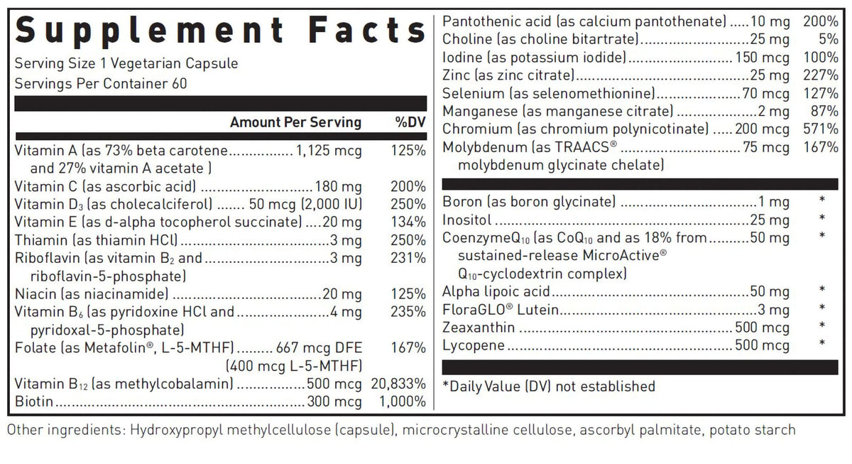 Douglas Laboratories Ultra Preventive 1 Daily | Multivitamin and Mineral Supplement to Support Energy Production, Immune Function, and Overall Health* | 60 Capsules