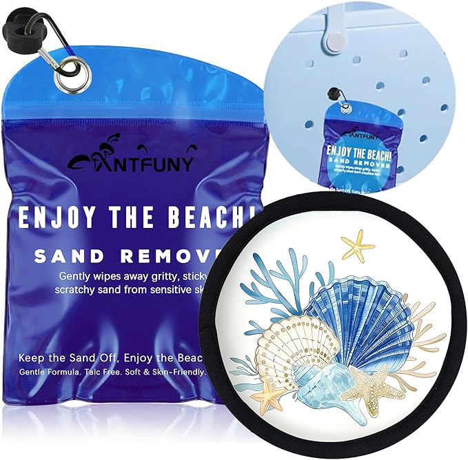 Antfuny Sand Remover for Beach Vacation Family Women Wipe Off Mitt Duster Cup Holder Game Toy Cruise Ship Accessories Summer Vacation Must Have Hawaii Trip Essential Honeymoon Gift Towel